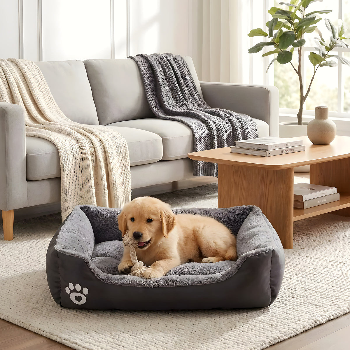 Panier douillet 100 % coton pour chiot, 4 couleurs