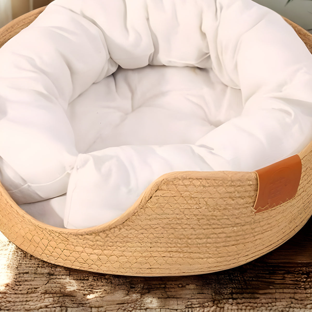 Panier en bambou tressé Ø45 cm pour petit chien
