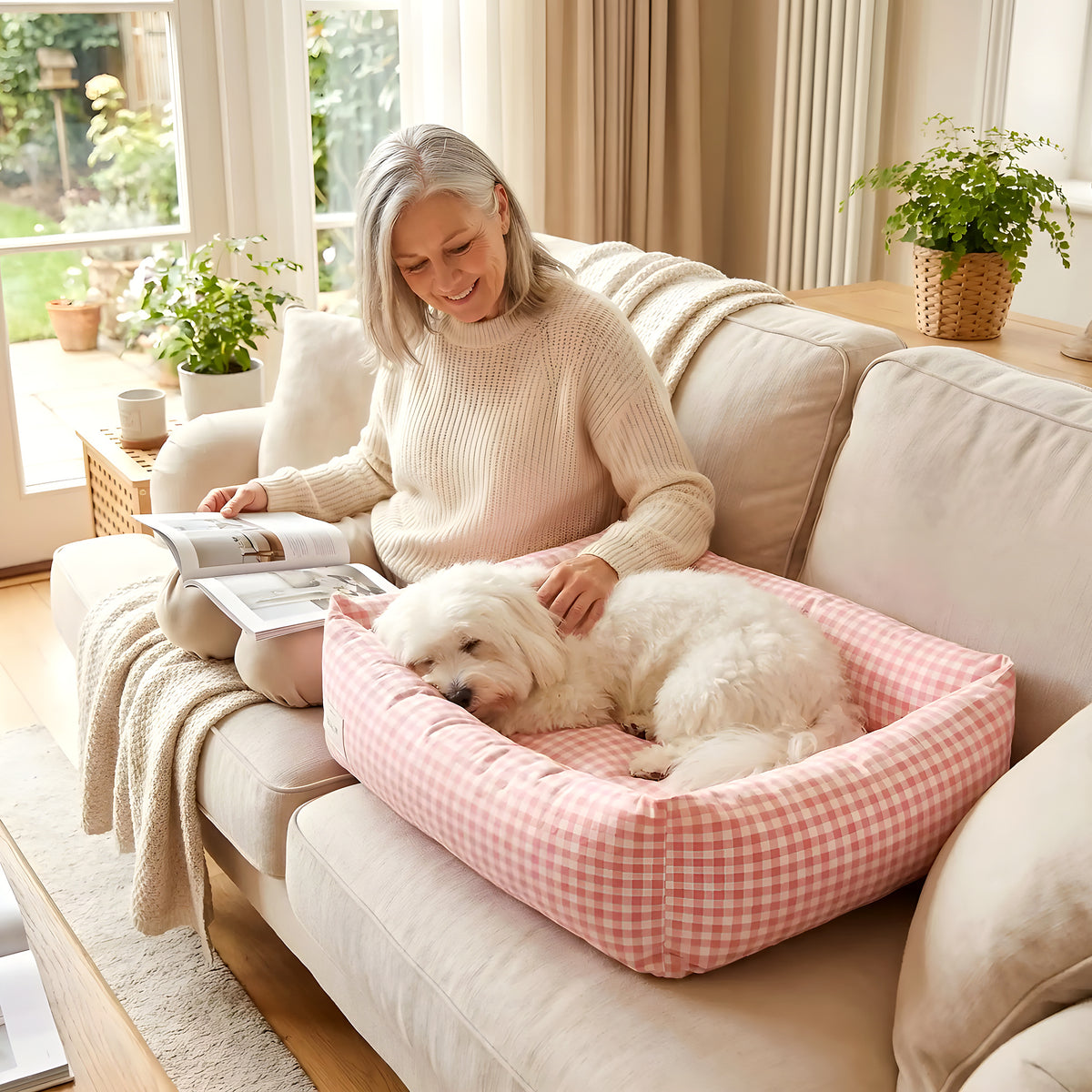 Panier en coton double face été/hiver pour petit chien