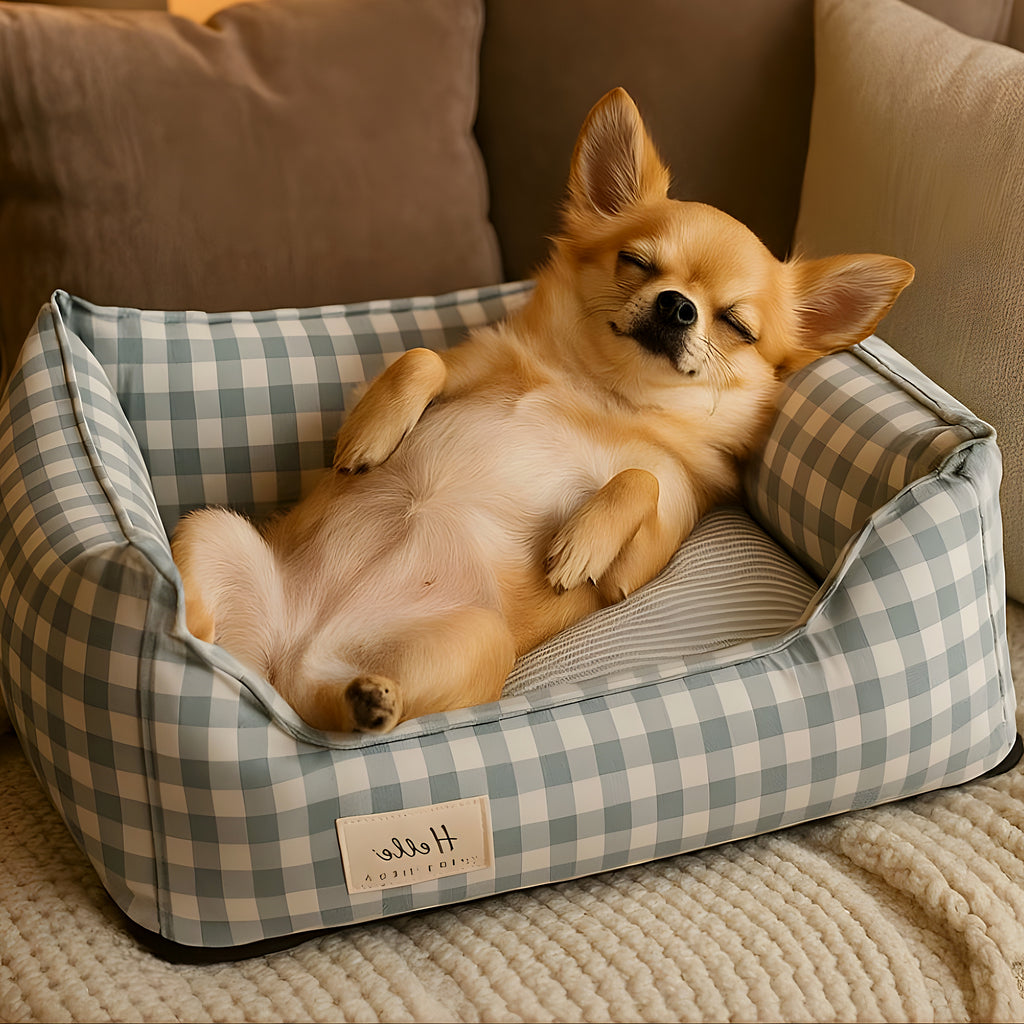 Panier en lin avec 3 coussins à 360° pour petit chien