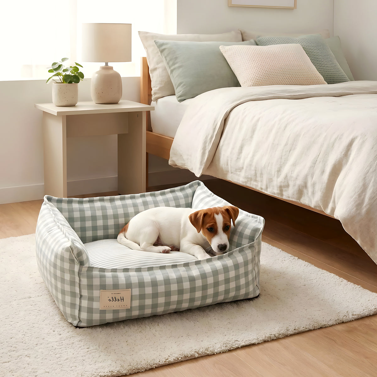Panier en lin avec 3 coussins à 360° pour petit chien