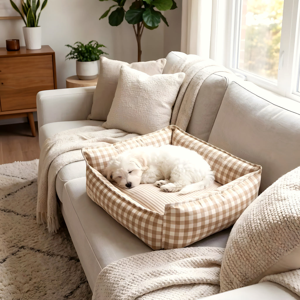 Panier en lin avec 3 coussins à 360° pour petit chien