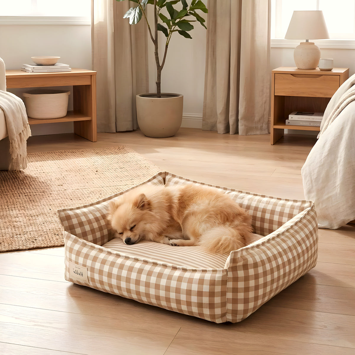 Panier en lin avec 3 coussins à 360° pour petit chien