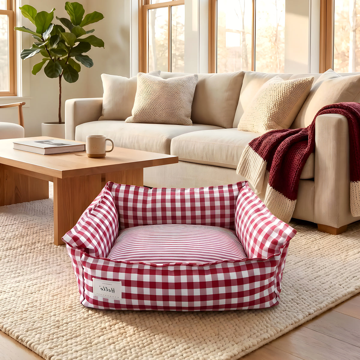 Panier en lin avec 3 coussins à 360° pour petit chien