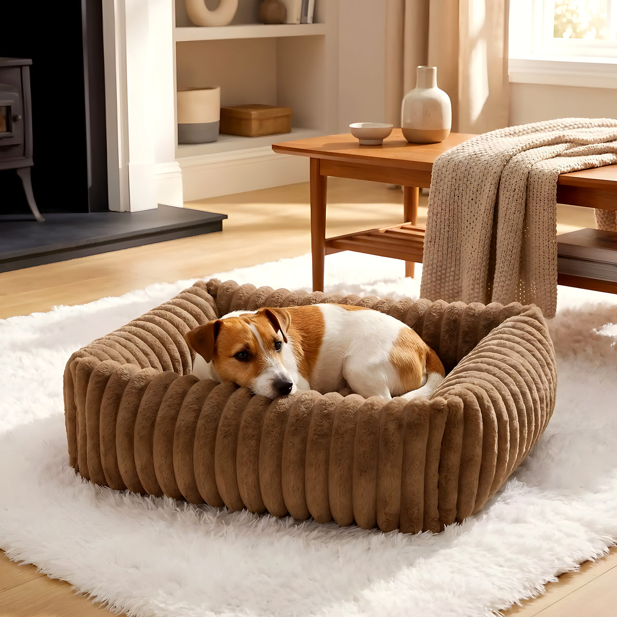 Panier en velours avec poignée pour petit chien, S ou M