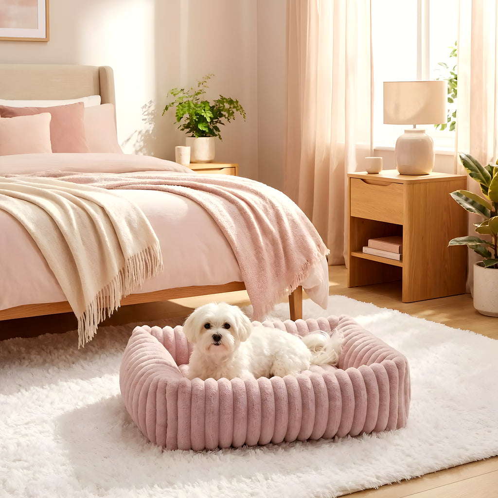 Panier en velours avec poignée pour petit chien, S ou M