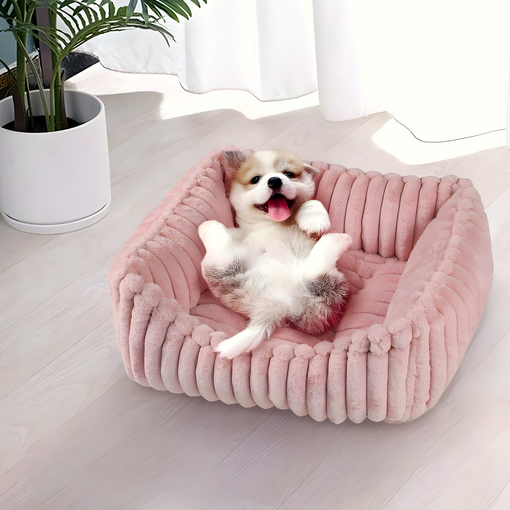 Panier en velours avec poignée pour petit chien, S ou M