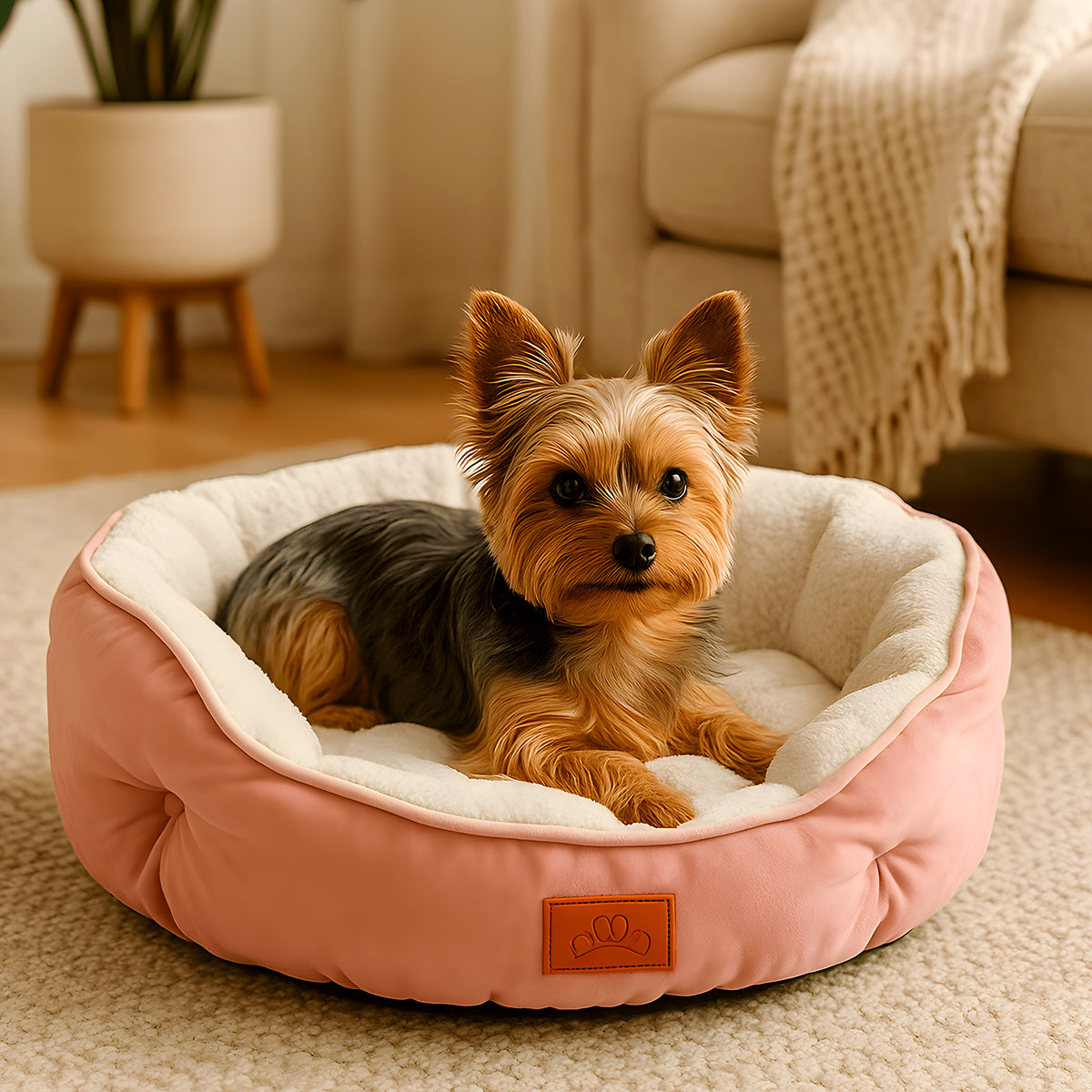 Panier en velours qui garde sa forme pour petit chien