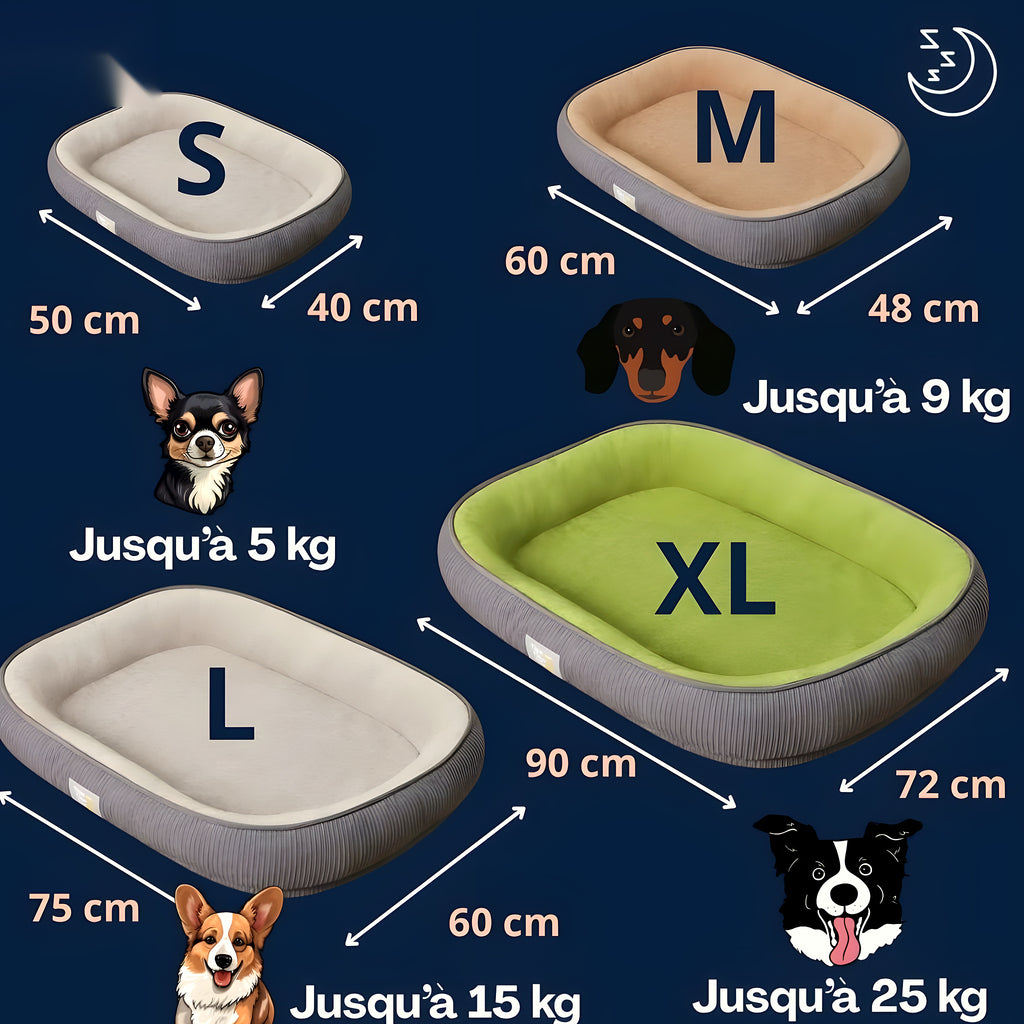 Panier ergonomique auto-chauffant pour chien, S à XL