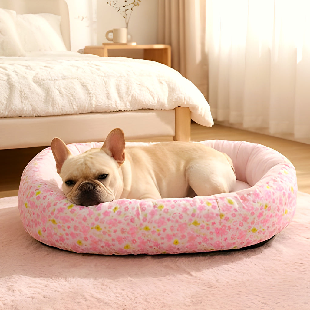 Panier fleuri 100 % coton pour chien, 3 couleurs pastel