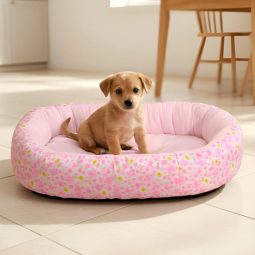 Panier fleuri 100 % coton pour chien, 3 couleurs pastel