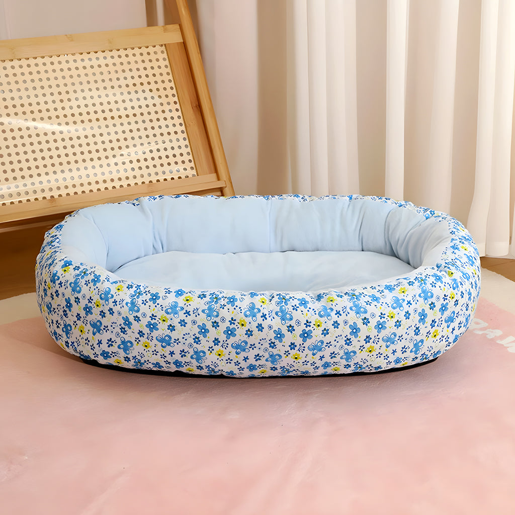Panier fleuri 100 % coton pour chien, 3 couleurs pastel