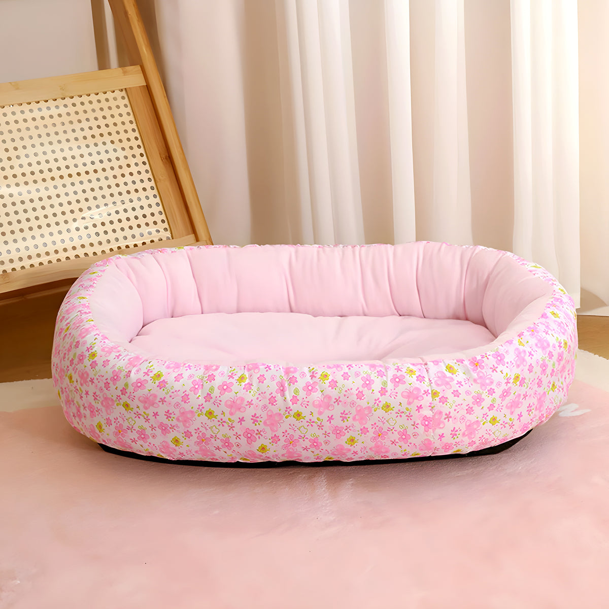 Panier fleuri 100 % coton pour chien, 3 couleurs pastel