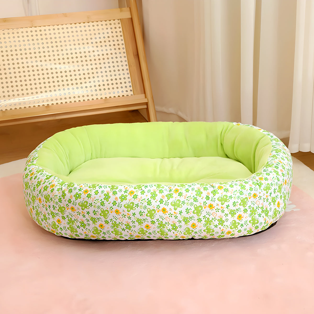 Panier fleuri 100 % coton pour chien, 3 couleurs pastel