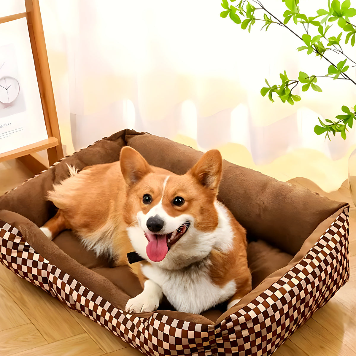 Panier imperméable en velours et Oxford pour chien, S à L