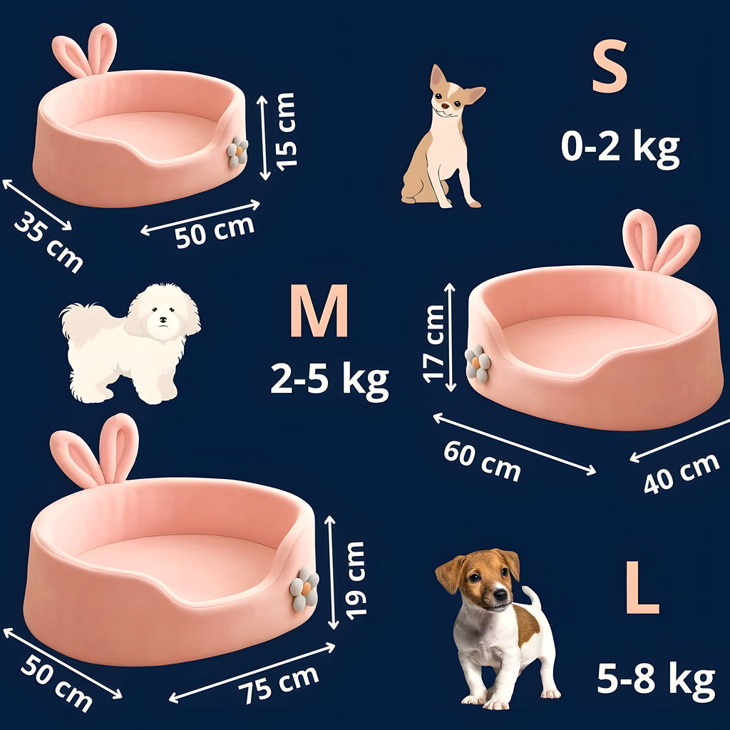 Panier lapin rose anti-stress pour petit chien