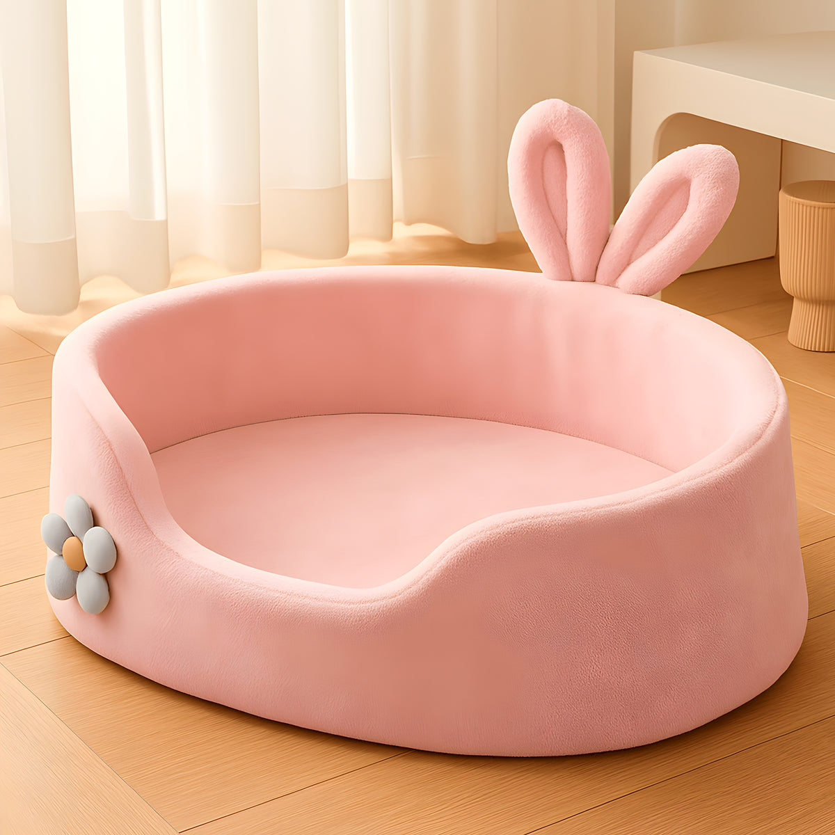 Panier lapin rose anti-stress pour petit chien