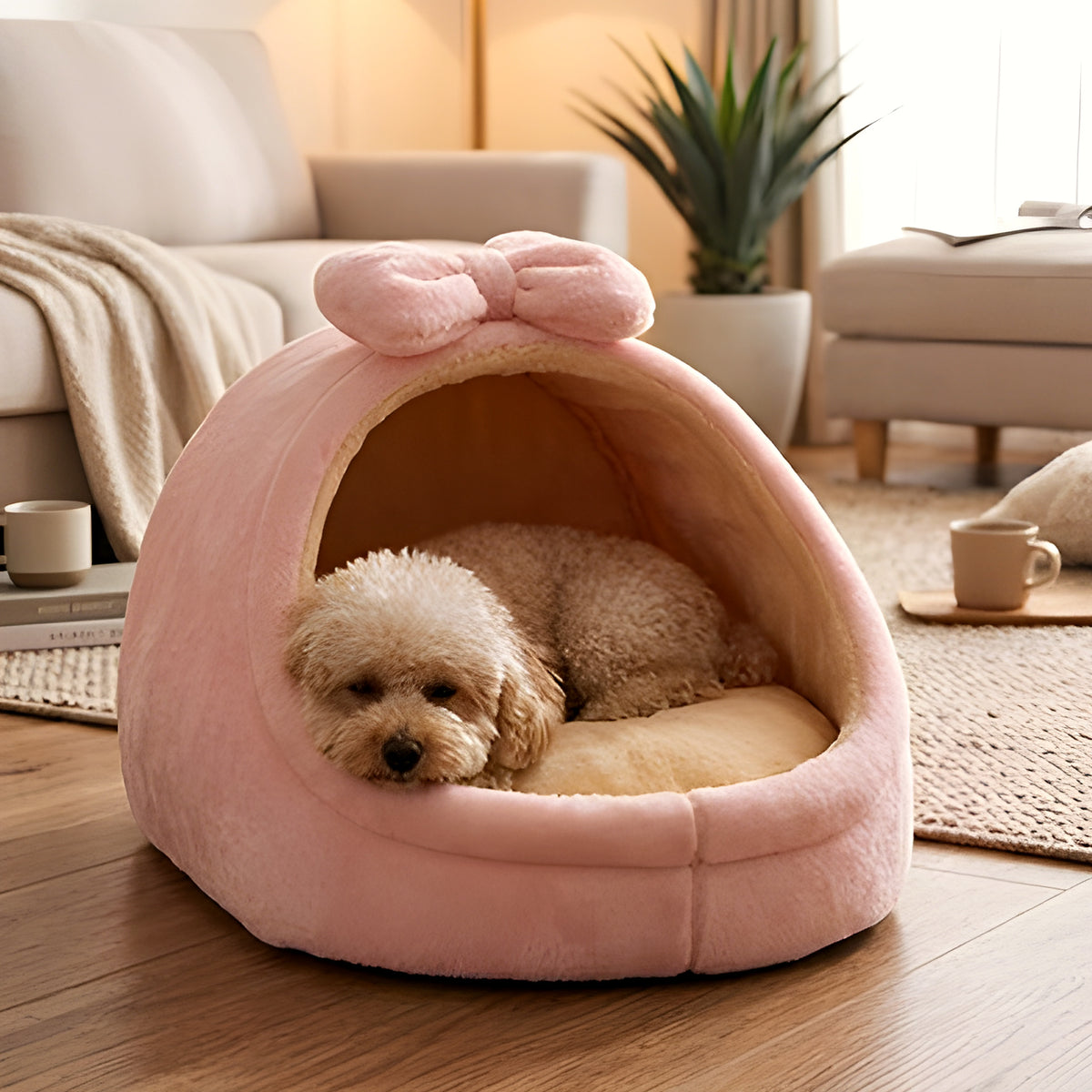 Panier niche en arche 100 % coton pour petit chien