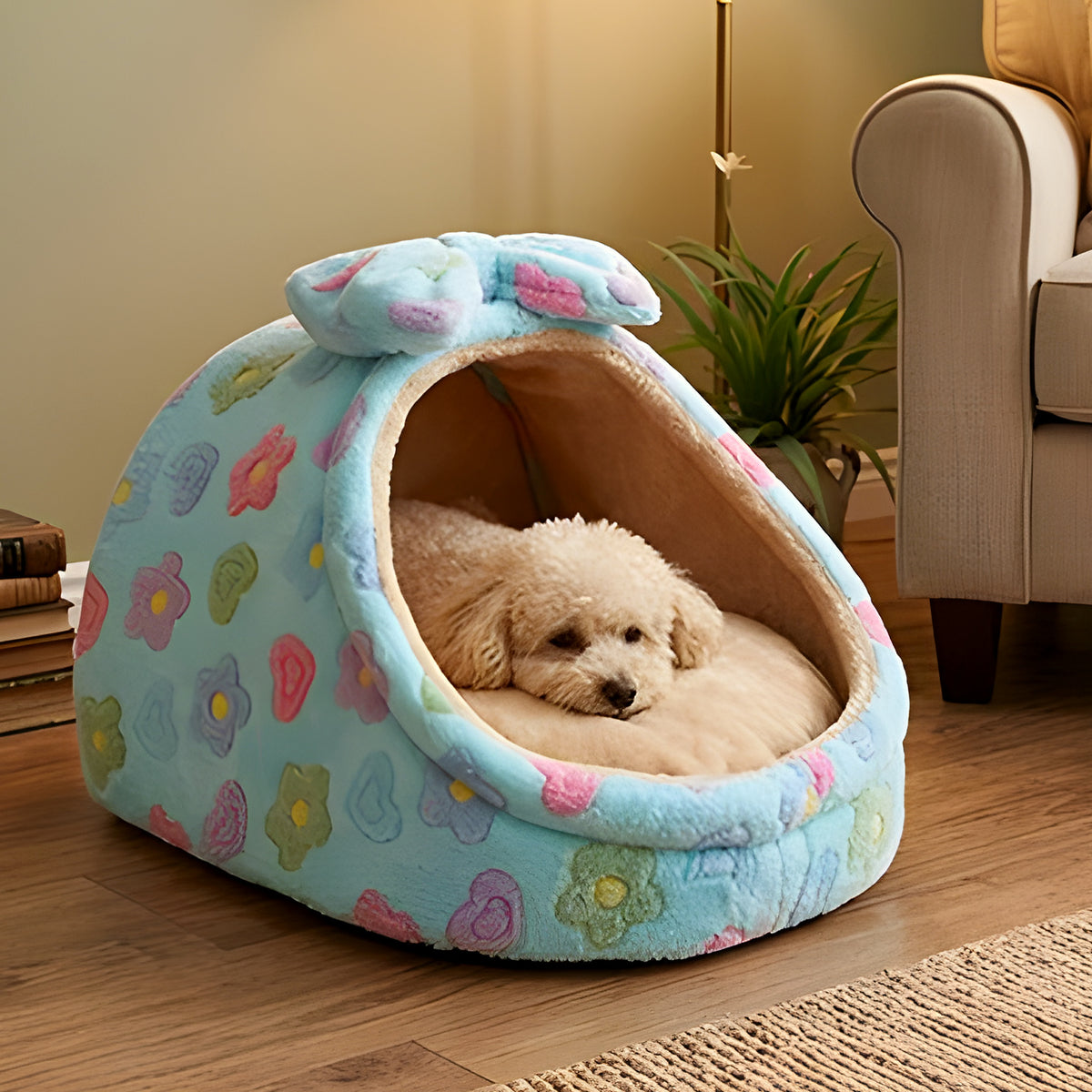 Panier niche en arche 100 % coton pour petit chien
