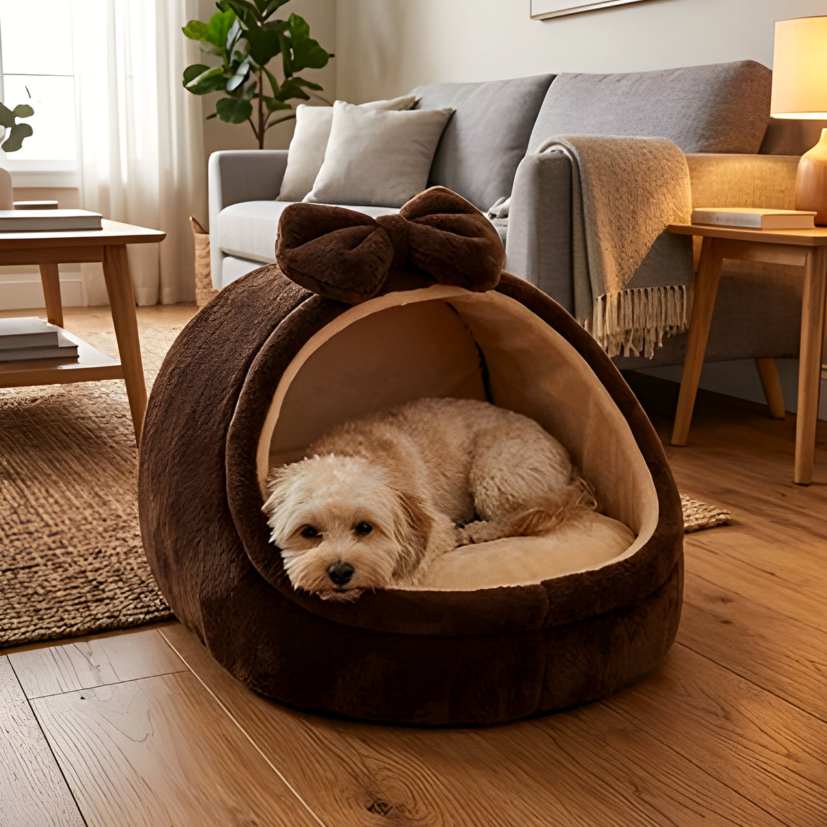 Panier niche en arche 100 % coton pour petit chien