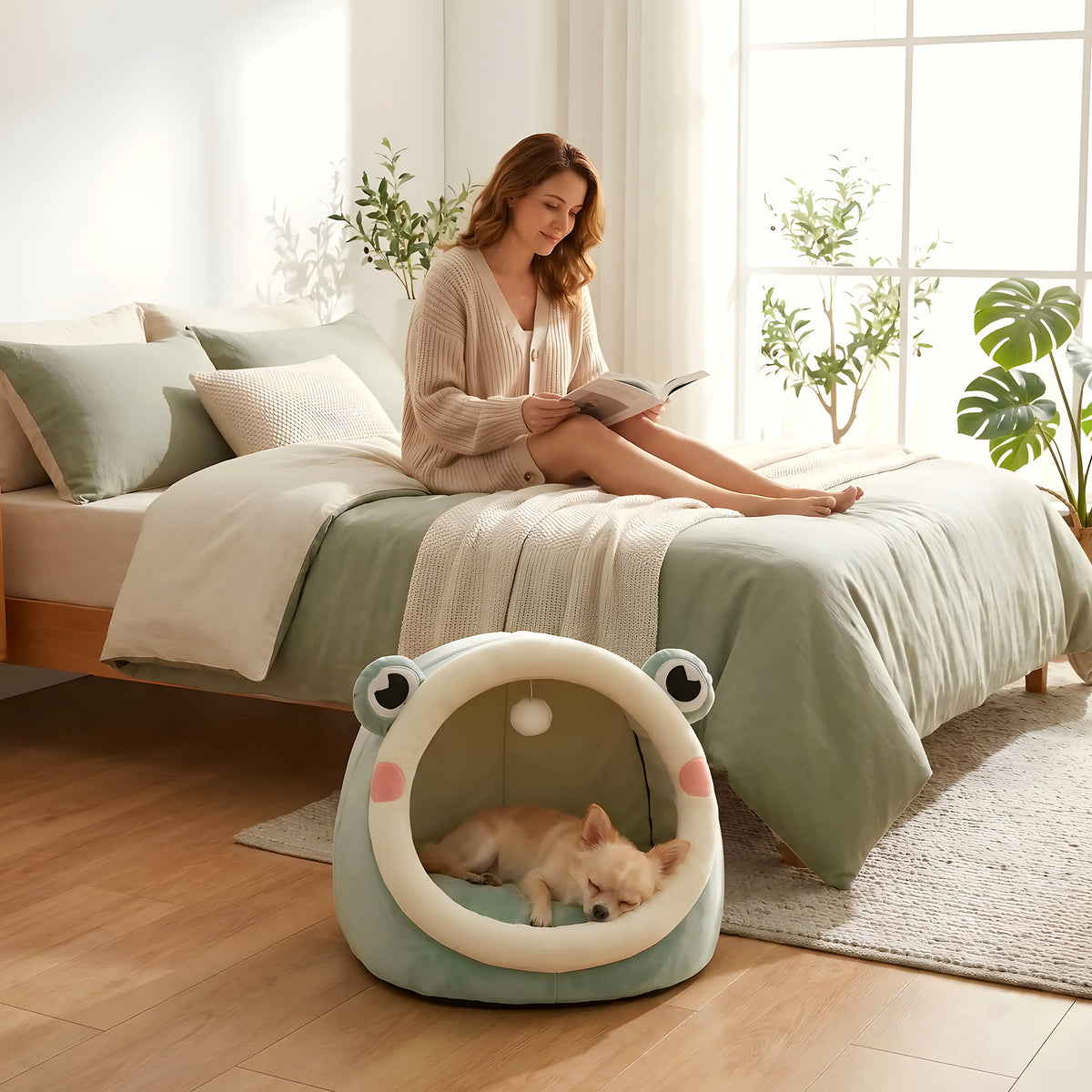 Panier niche grenouille pour chihuahua jusqu'à 4 kg