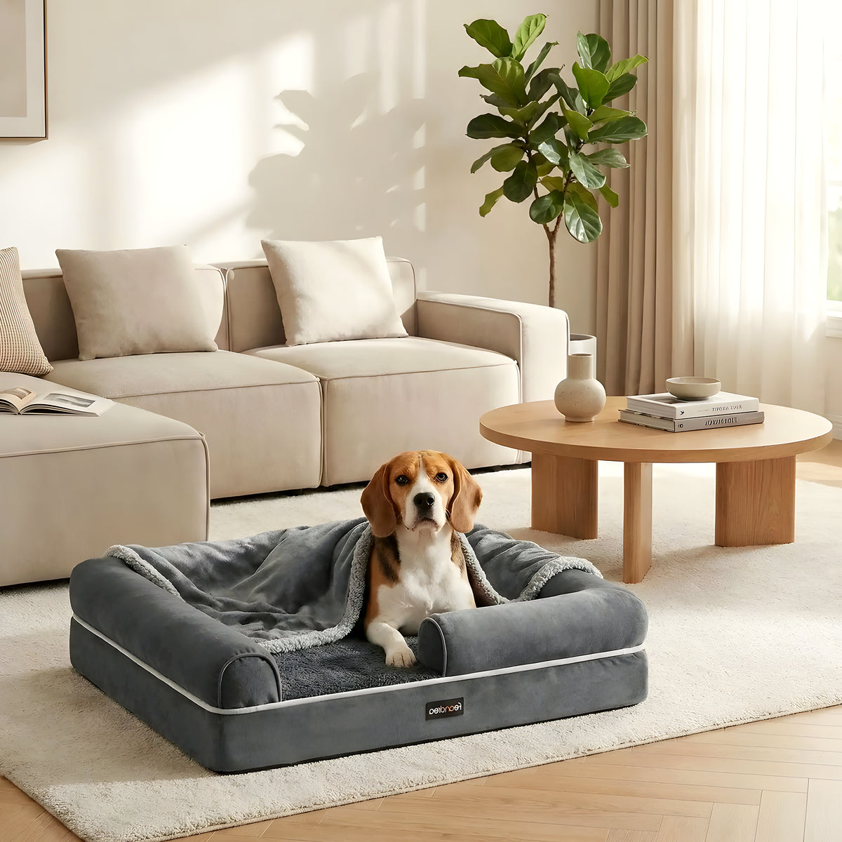 Panier orthopédique à mousse alvéolée pour chien moyen