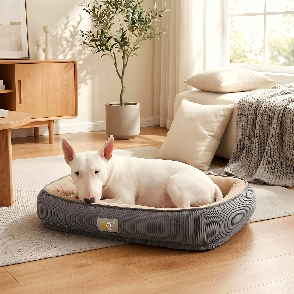 Panier orthopédique auto-chauffant en velours pour chien