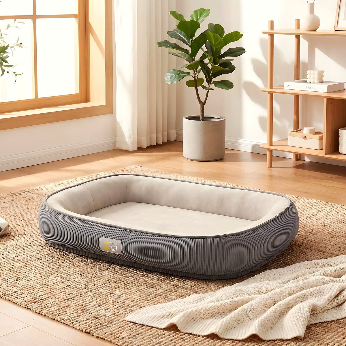 Panier orthopédique auto-chauffant en velours pour chien
