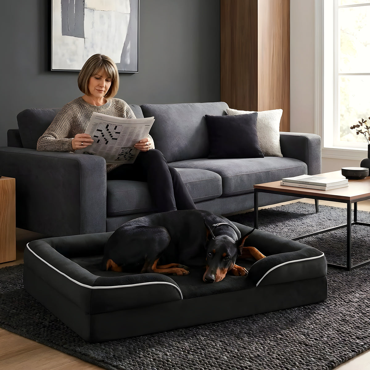 Panier orthopédique déhoussable pour grand chien