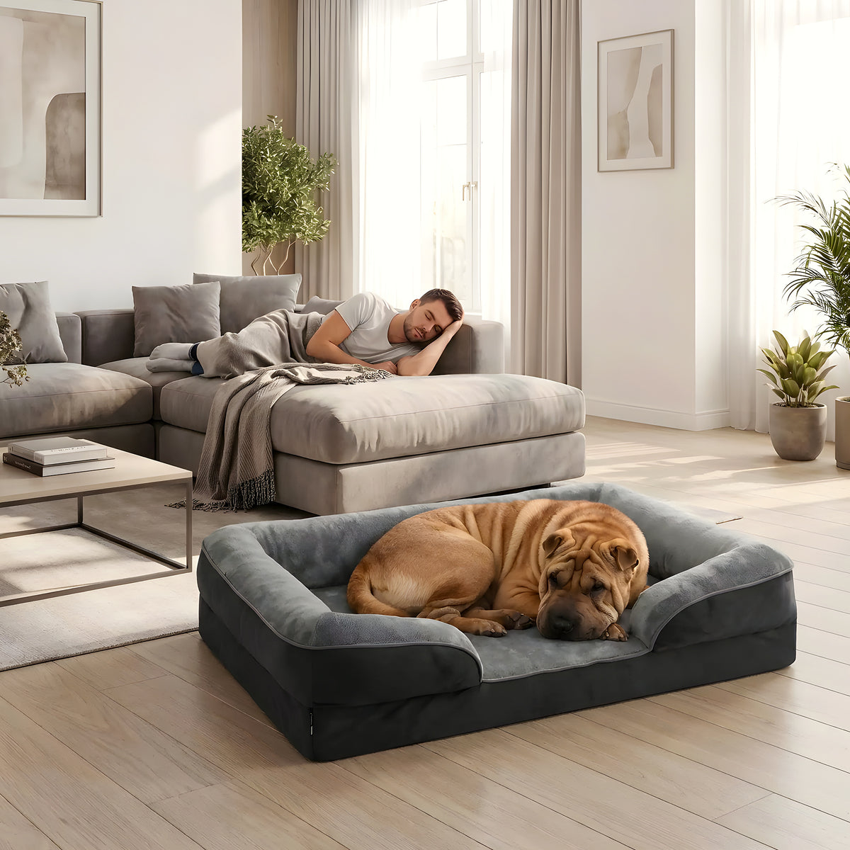Panier orthopédique déhoussable pour grand chien