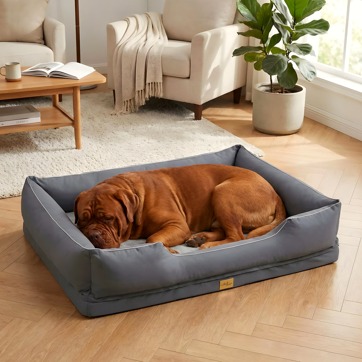 Panier orthopédique en fausse fourrure pour chien, jusqu'à 60 kg