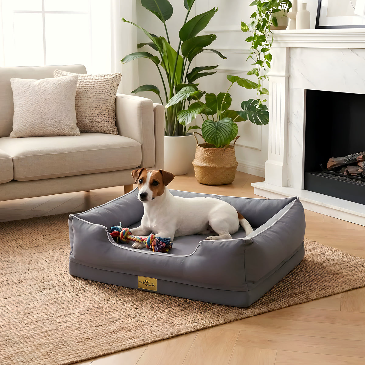 Panier orthopédique en fausse fourrure pour chien, jusqu'à 60 kg