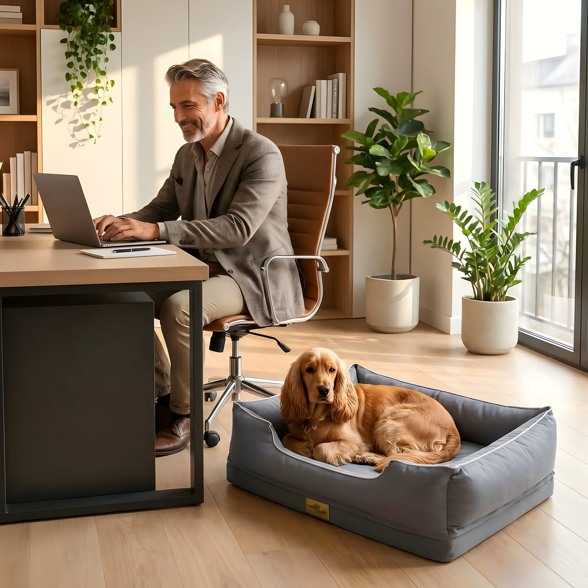 Panier orthopédique en fausse fourrure pour chien, jusqu'à 60 kg