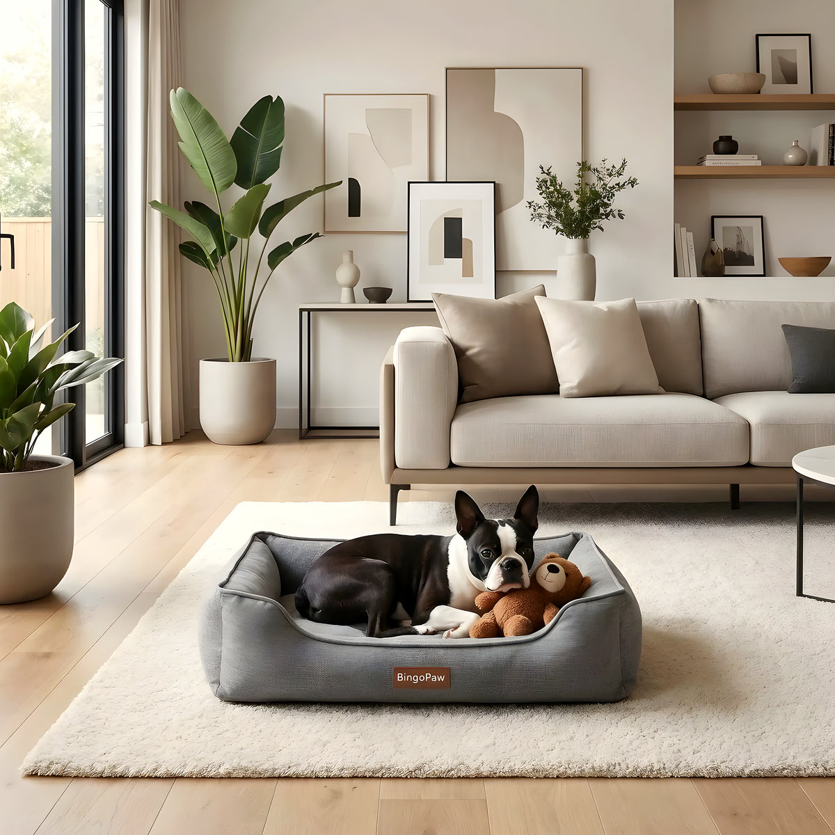 Panier orthopédique en fausse fourrure pour chien, jusqu'à 60 kg
