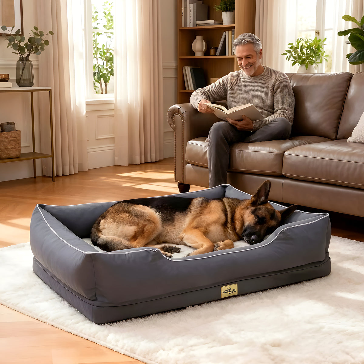 Panier orthopédique en fausse fourrure pour chien, jusqu'à 60 kg