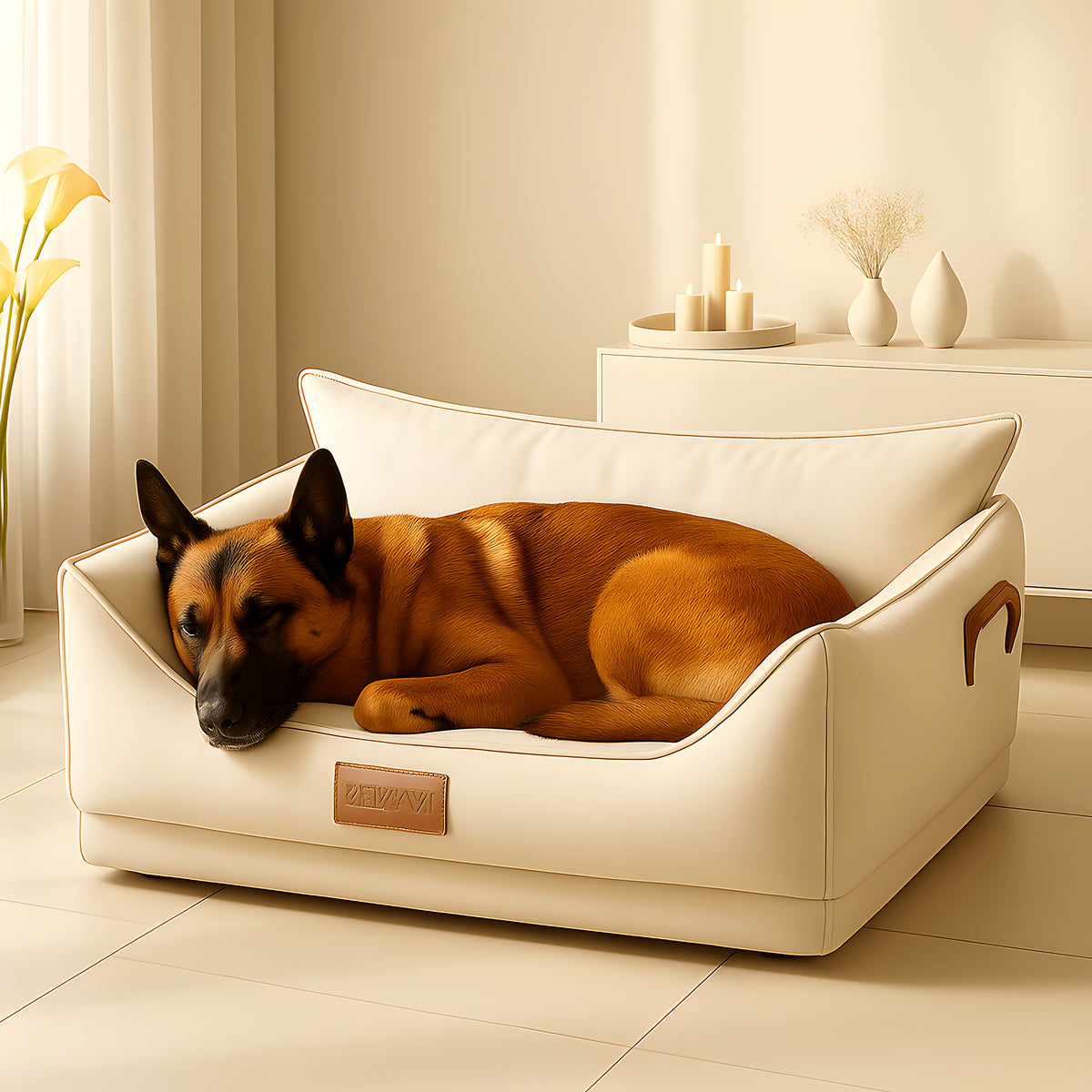 Panier orthopédique en latex naturel antiacarien pour chien