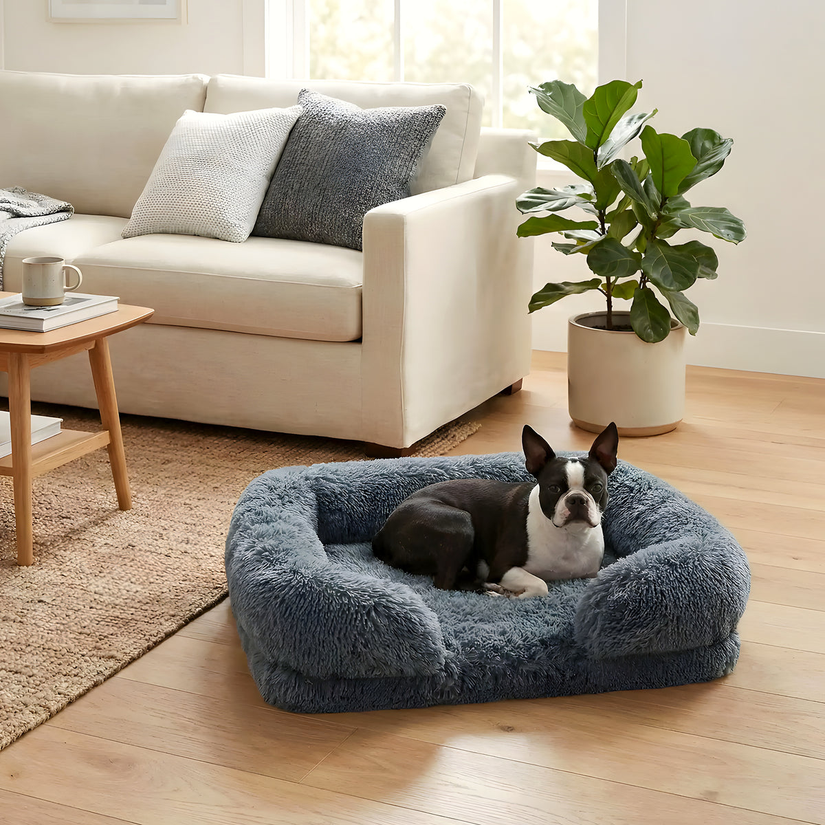 Panier orthopédique en polaire pour petit chien, 2 tailles