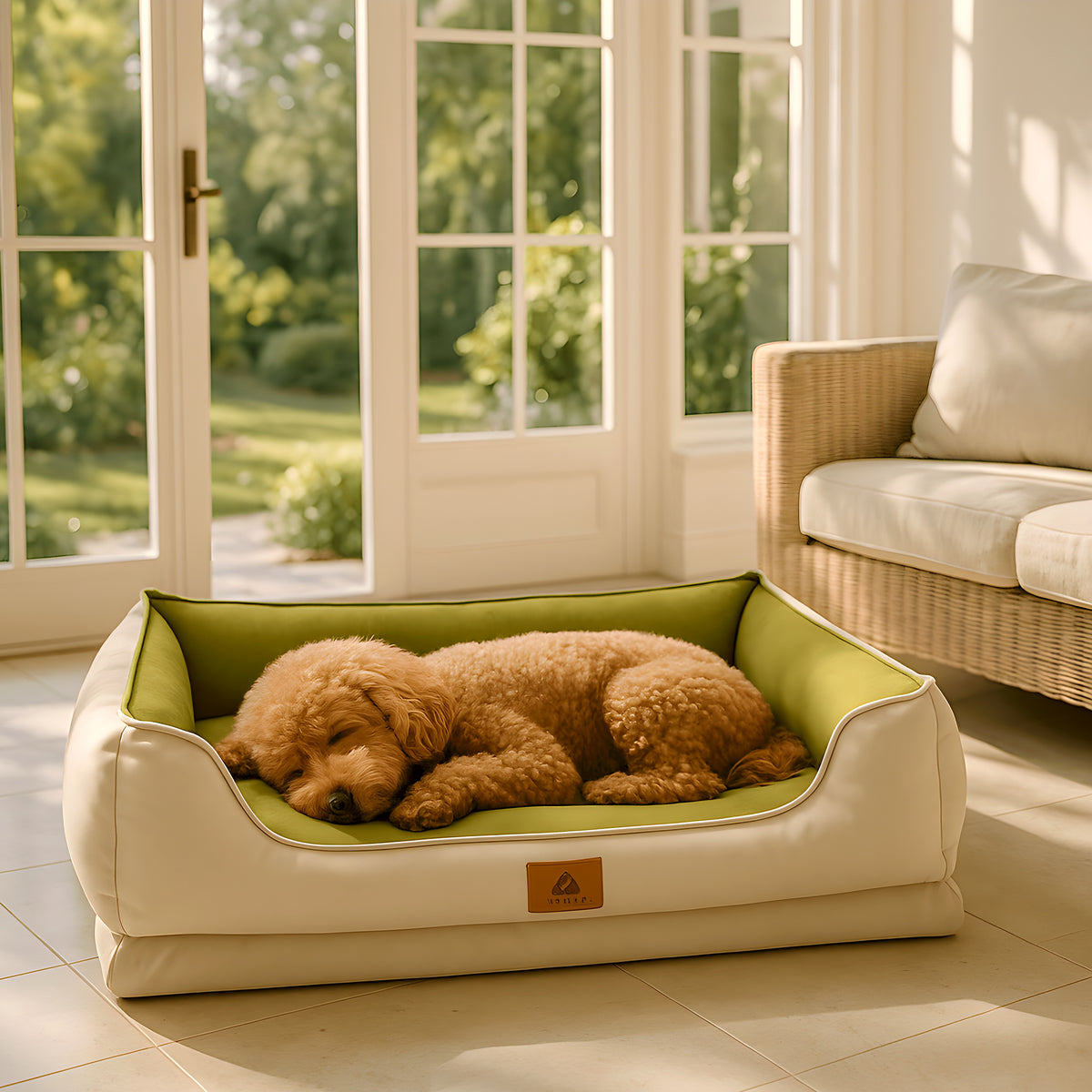 Panier orthopédique imperméable double couche pour petit chien