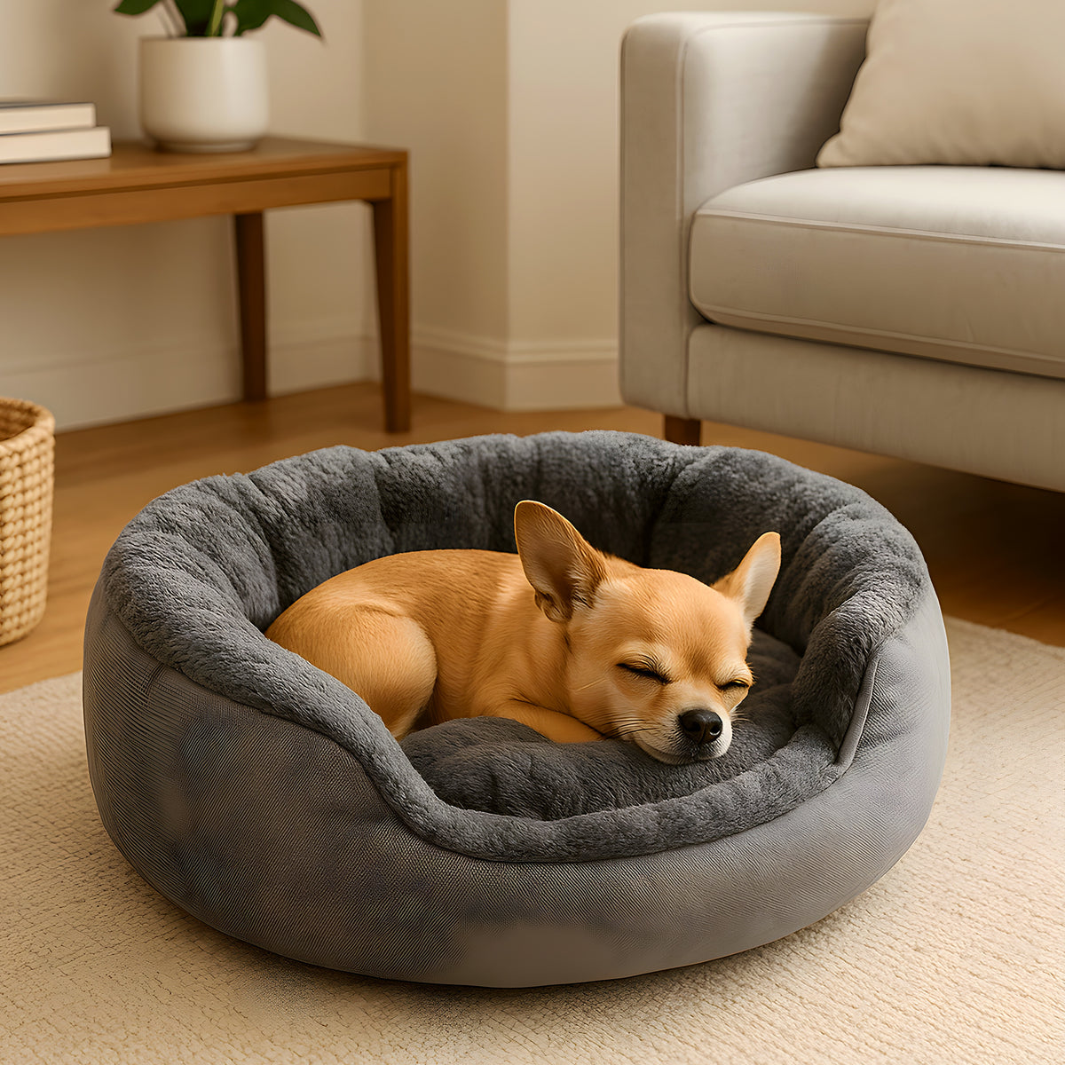 Panier rond 100 % coton pour chihuahua