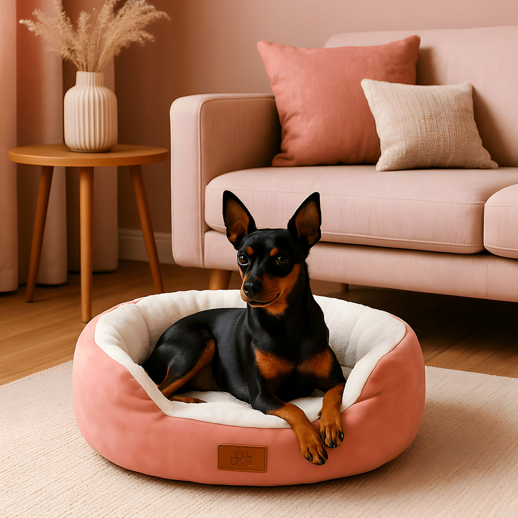 Panier rond à rebords hauts 100 % coton pour petit chien