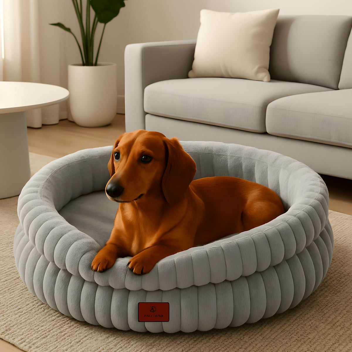 Panier rond anti-stress en velours côtelé Ø61 cm