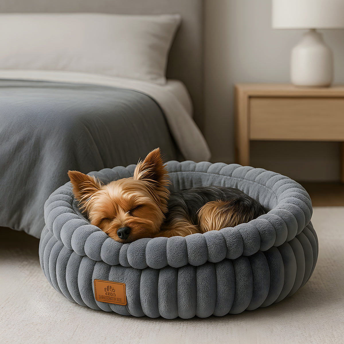 Panier rond anti-stress en velours côtelé Ø61 cm