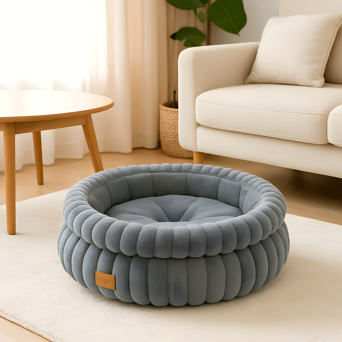Panier rond anti-stress en velours côtelé Ø61 cm