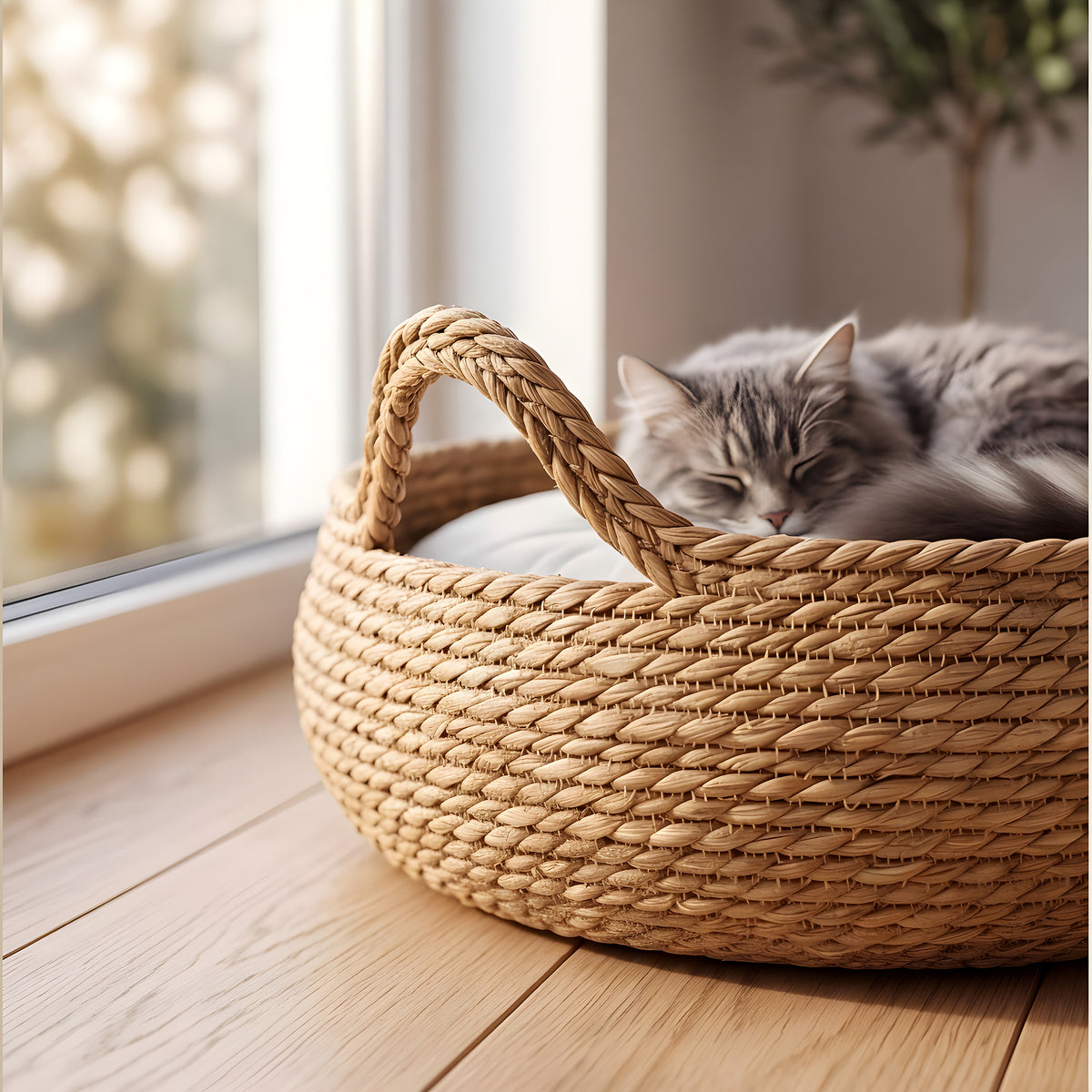 Panier rond en rotin
