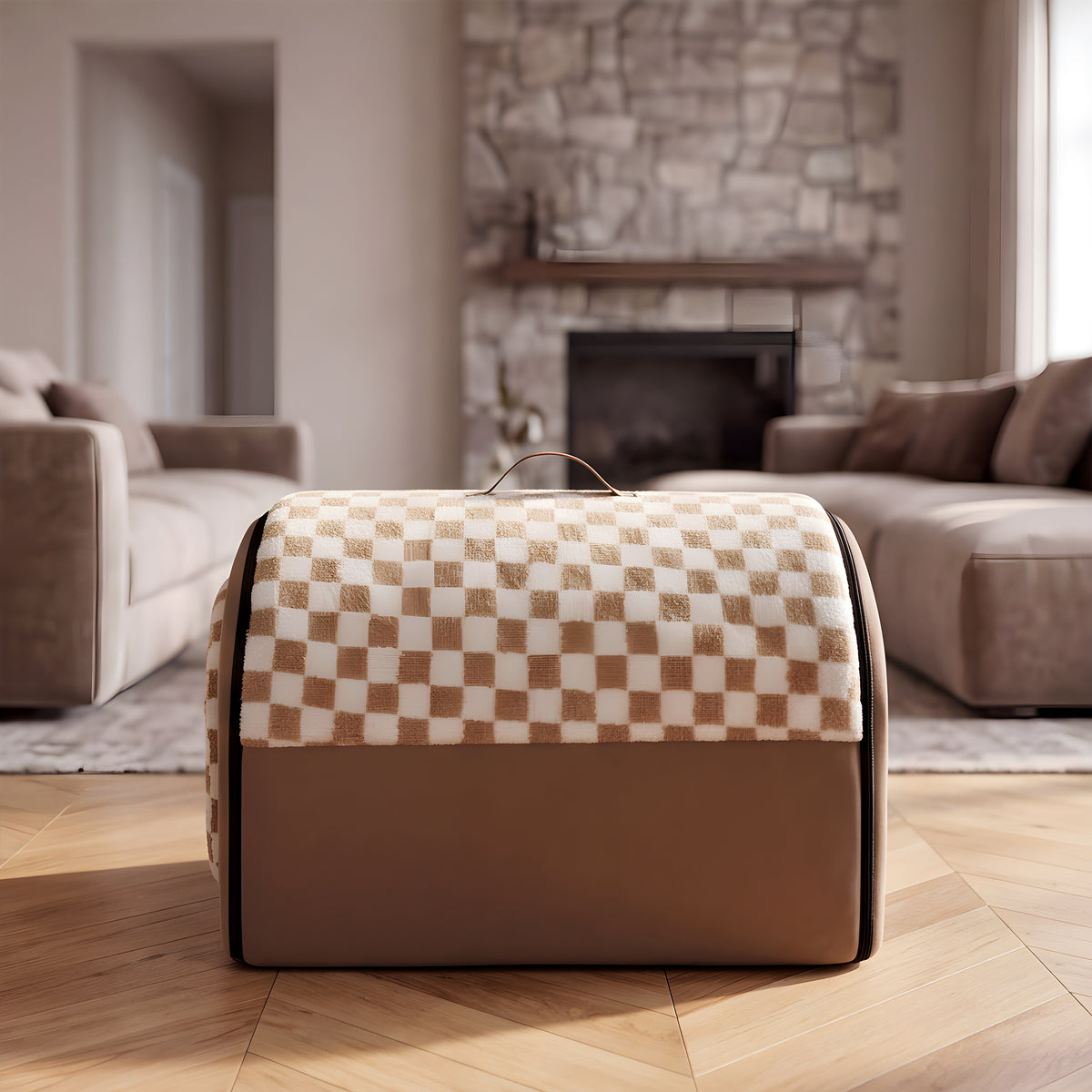 Panier velours damier