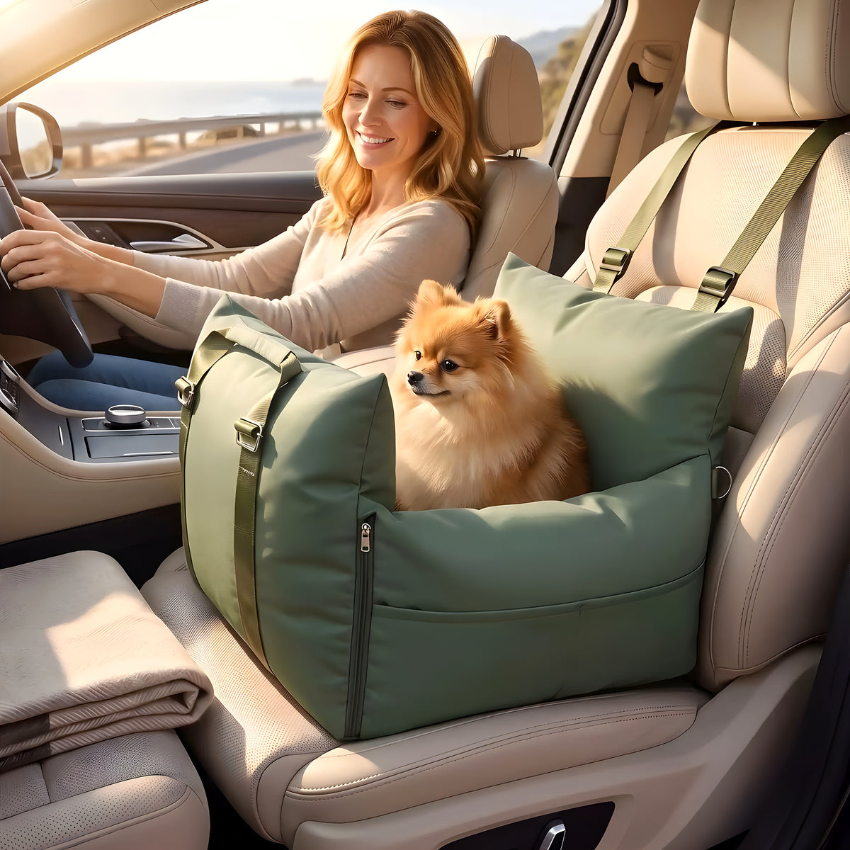 Panier voiture 3-en-1 siège, sac et lit pour chien