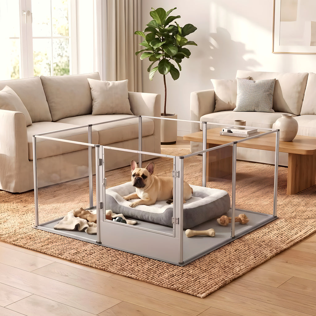 Parc transparent 120 x 120 cm pour chiot et petit chien