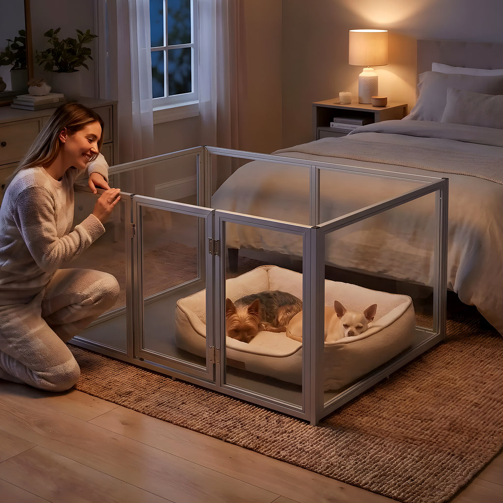 Parc transparent 120 x 120 cm pour chiot et petit chien