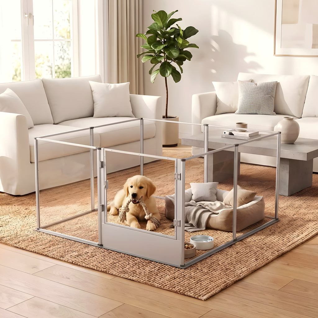 Parc transparent 120 x 120 cm pour chiot et petit chien