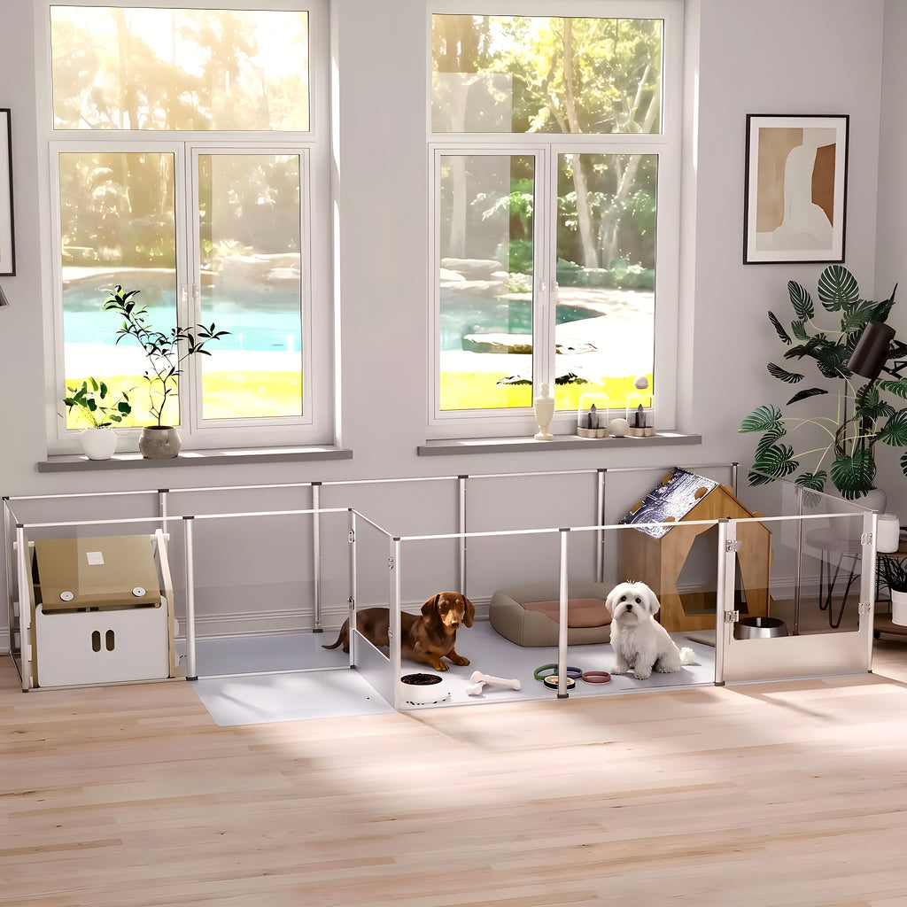 Parc transparent 120 x 120 cm pour chiot et petit chien